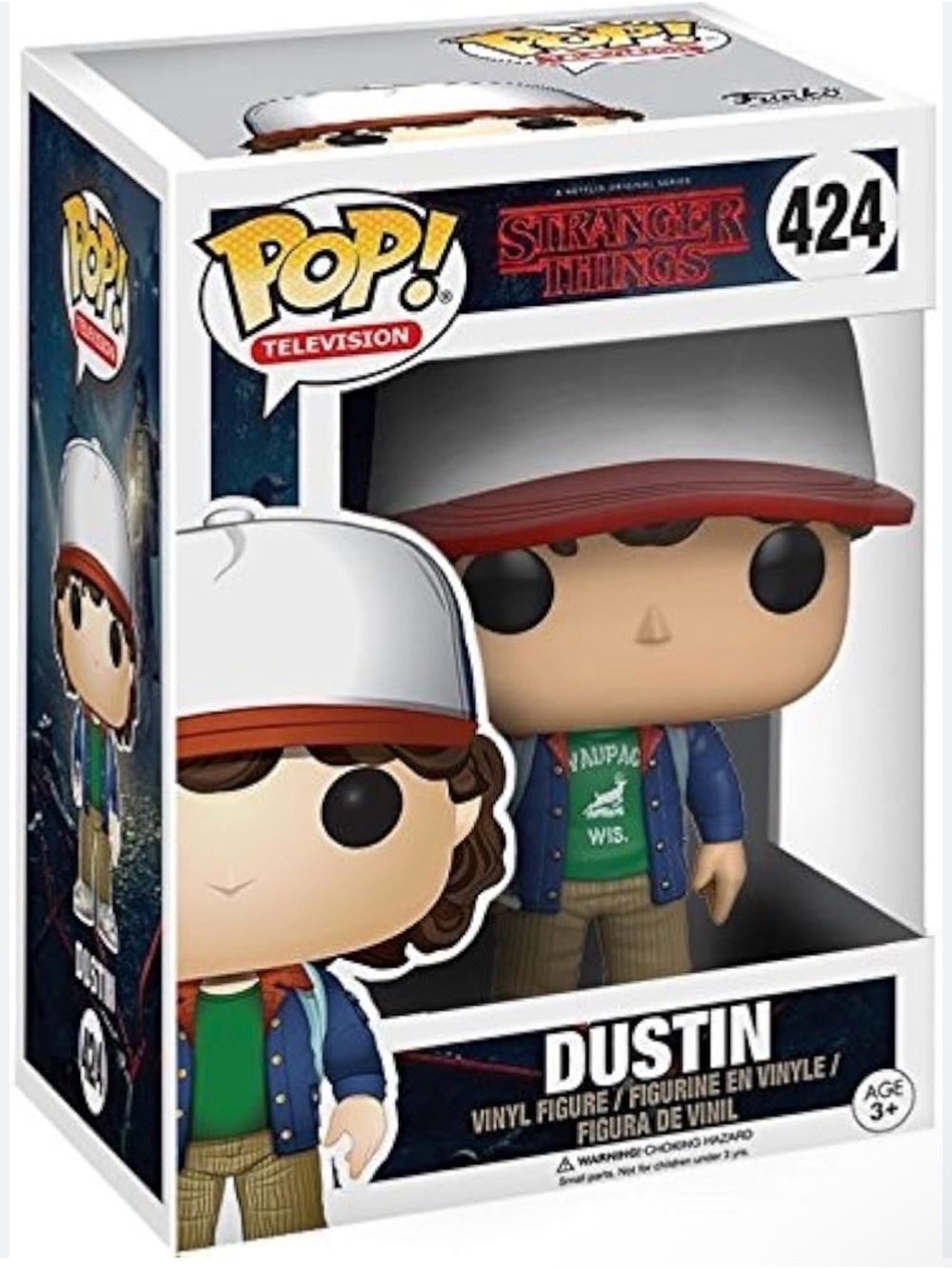 Funko Pop! Stranger Things Dustin Vinyl Figure - White, Red, Blue, Green, Brown